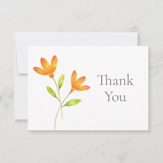 Carte De Remerciements Deux fleurs d'aquarelle orange (Devant)