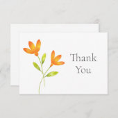 Carte De Remerciements Deux fleurs d'aquarelle orange (Devant / Derrière)