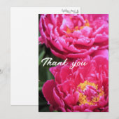 Carte De Remerciements Deux Fuchsia Peony Fleurit Peinture (Devant / Derrière)