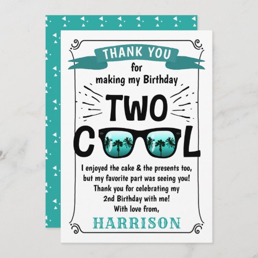 Carte De Remerciements Deux garçons cool 2e anniversaire (Devant / Derrière)