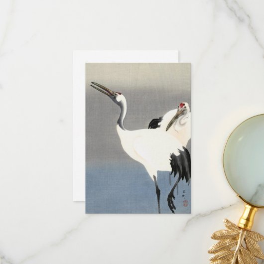 Carte De Remerciements Deux grues par Ohara Koson (Devant/Arrière en situation)