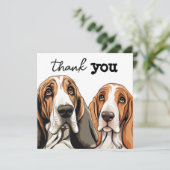 Carte De Remerciements Deux Jolies faces Basset Hound (Debout devant)