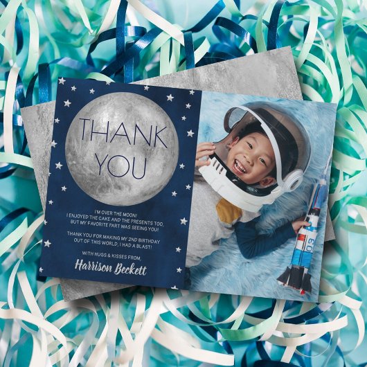 Carte De Remerciements Deux La Lune 2e photo d'anniversaire