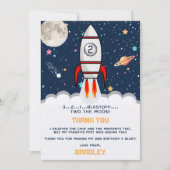 Carte De Remerciements Deux lune Rocket Ship 2e anniversaire (Devant)