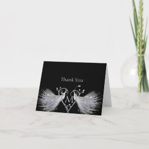 Carte De Remerciements Deux Mercis blancs d'anniversaire de coeur de