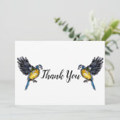 Carte De Remerciements Deux Petits Oiseaux Bleus (Debout devant)