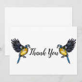 Carte De Remerciements Deux Petits Oiseaux Bleus (Devant / Derrière)