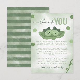 Carte De Remerciements Deux petits pois dans un Baby shower de fille à de