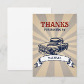 Carte De Remerciements DEUX Rapides Deuxième Anniversaire Thème Garçon Vo (Devant / Derrière)