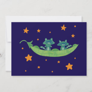 Carte De Remerciements Deux ratons laveurs dans une cosse de pois Art f
