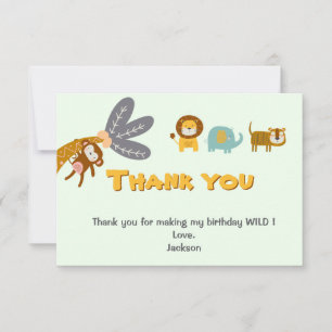 Carte De Remerciements Deux Sauvages Deuxième Anniversaire Cute Safari An