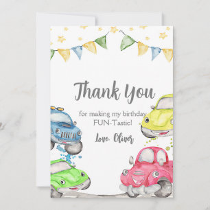 Carte De Remerciements Deux Voiture de Course 2ème Anniversaire Rapide