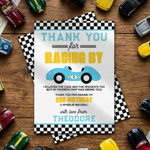 Carte De Remerciements Deux Voiture de Course Rapide 2ème Anniversaire