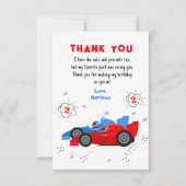 Carte De Remerciements Deux voitures de course de 2e anniversaire rapides (Devant)