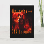 Carte De Remerciements Devil Satan dans le cimetière de nuit avec la lune (Devant)