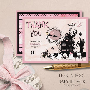 Carte de remerciements d'Halloween rose - Citrouil