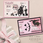 Carte de remerciements d'Halloween rose - Citrouil