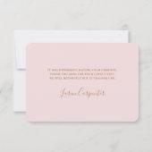 Carte de remerciements d'herbe Boho Pink Pampas (Dos)