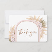 Carte de remerciements d'herbe Boho Pink Pampas (Devant)