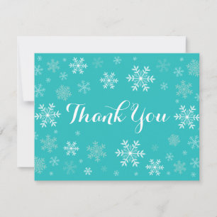 Carte de remerciements d'hiver Aqua Snowflakes