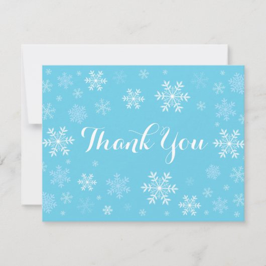 Carte de remerciements d'hiver Blue Snowflakes (Devant)