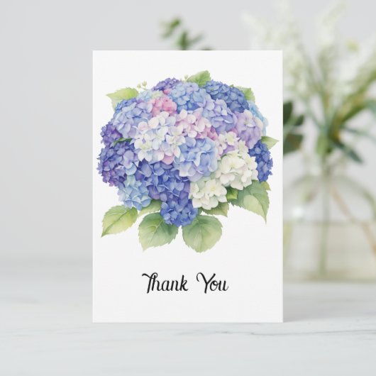 carte de remerciements d'hydrangée (Debout devant)