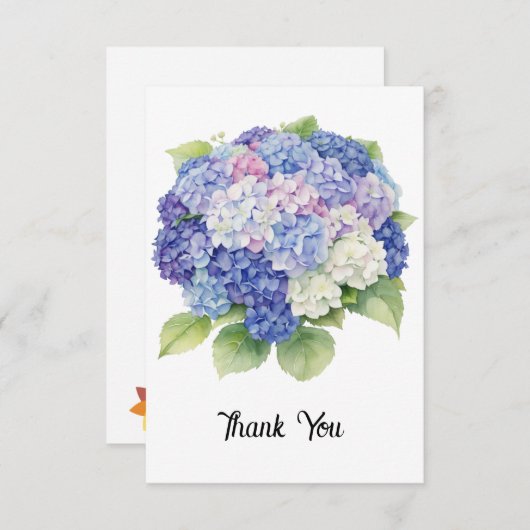 carte de remerciements d'hydrangée (Devant / Derrière)