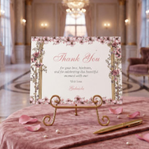 Carte De Remerciements Diadème Floral Argent Rose Blush Quinceañera