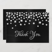 Carte De Remerciements Diamant Confetti noir Satin Gradient huile (Devant / Derrière)