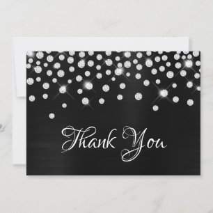 Carte De Remerciements Diamant Confetti noir Satin Gradient huile