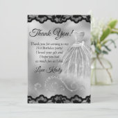 Carte De Remerciements Diamants Chic Silver Foil N'importe quel âge Anniv (Debout devant)