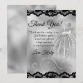 Carte De Remerciements Diamants Chic Silver Foil N'importe quel âge Anniv (Devant / Derrière)