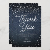 Carte De Remerciements Diamants de Denim Lumières Rustiques Élégant Scrip (Devant / Derrière)
