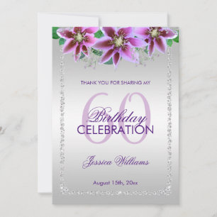 Carte De Remerciements Diamants et fleurs classiques Anniversaire