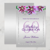 Carte De Remerciements Diamants et fleurs classiques Anniversaire (Devant / Derrière)