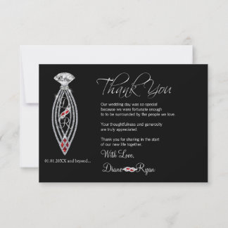 Carte De Remerciements Diamond Glass Slipper Thank You Card