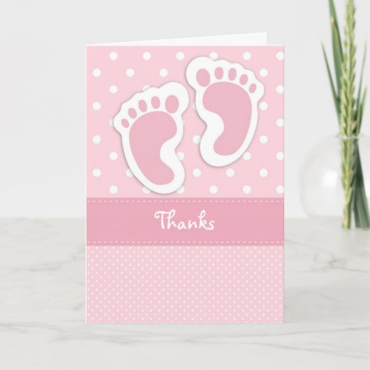Carte de remerciements d'impression Pink Baby Foot (Devant)