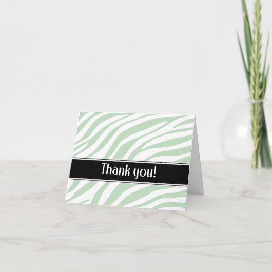 Carte de remerciements d'impression Zebra vert (Devant)