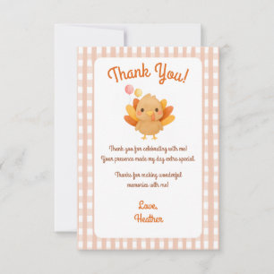 Carte De Remerciements Dinde aquarelle mignonne 1er anniversaire