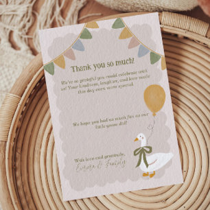 Carte De Remerciements Dindon avec Ballon Vichy Jaune Anniversaire