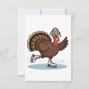 Carte De Remerciements Dindon de patinage de Thanksgiving