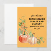 Carte De Remerciements Dîner d'invitation Thanksgiving et dessert (Devant / Derrière)