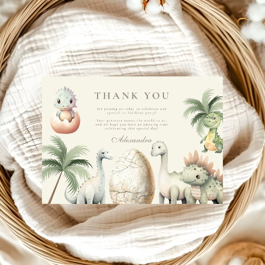 Carte De Remerciements Dinosaur 1er anniversaire fête