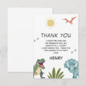 Carte De Remerciements Dinosaur fête d'anniversaire (Devant / Derrière)