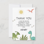 Carte De Remerciements Dinosaur fête d'anniversaire (Devant)
