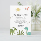 Carte De Remerciements Dinosaur fête d'anniversaire (Debout devant)