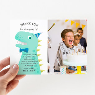 Carte De Remerciements Dinosaur fête d'anniversaire Photo personnalisée