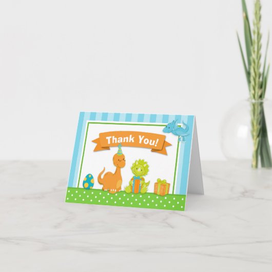 Carte De Remerciements Dinosaur Thank You Card Folded Note Card (Devant)
