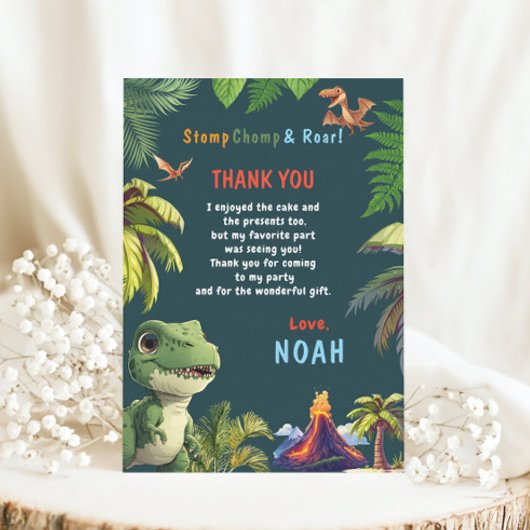 Carte De Remerciements Dinosaure 