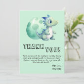 Carte De Remerciements Dinosaure Bébé mignon avec son Baby shower d'oeufs (Debout devant)